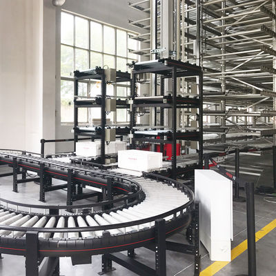 نظام صندوق التخزين الصغير متعدد الطبقات للمكوكات، رافعة التكديس، نظام استرجاع وتجميع الصناديق الأوتوماتيكي